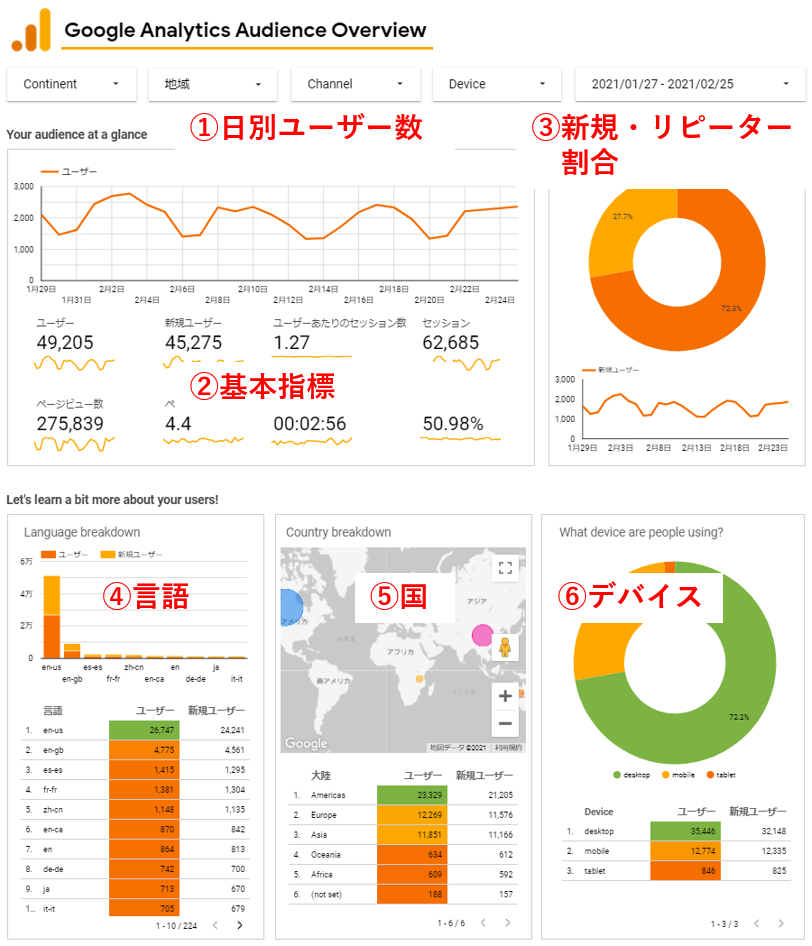 Google Analytics Audience Overview